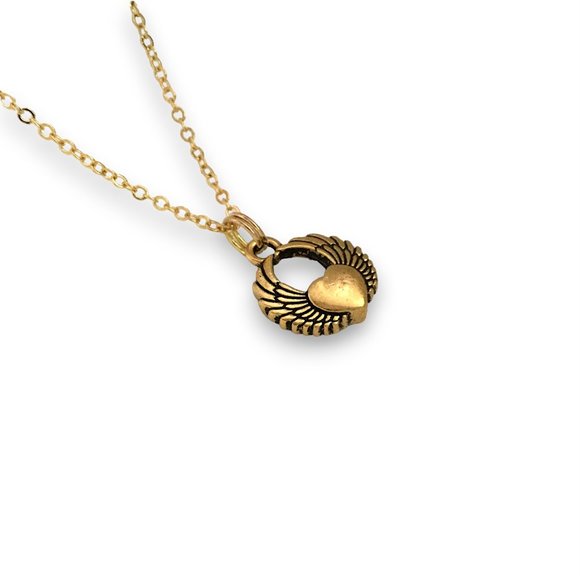 Miniature Heart Wings Winged Heart Love Heart Charm Gift Necklace - Picture 4 of 7